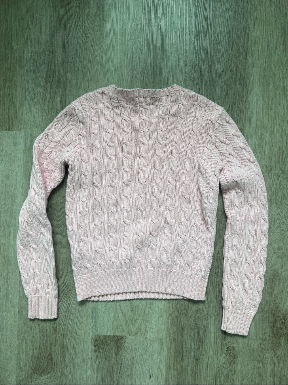 Ralph Lauren Light Pink Cable-Knit Crewneck Sweater - Picture 2 of 4
